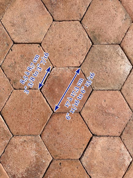 Important lot of 24.5 m² of antique hexagonal terracotta tiles, 19th century Important lot of 24.5 m² of antique hexagonal terracotta tiles, 19th century-5