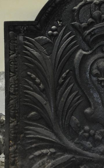 Antique cast iron fireback with French coat of arms, 19th century Antique cast iron fireback with French coat of arms, 19th century-3