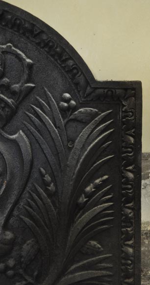 Antique cast iron fireback with French coat of arms, 19th century Antique cast iron fireback with French coat of arms, 19th century-5