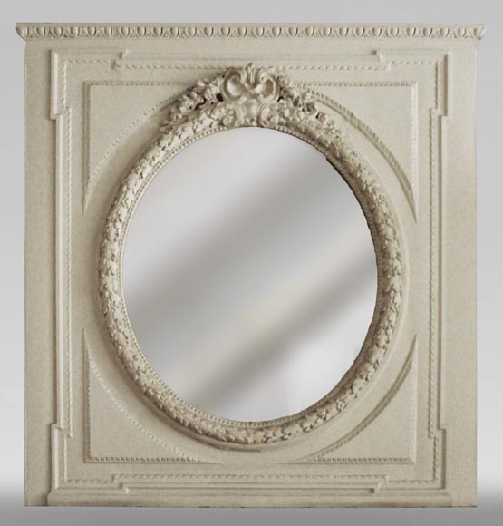Antique Louis XVI style trumeau with oval mirror Antique Louis XVI style trumeau with oval mirror-0
