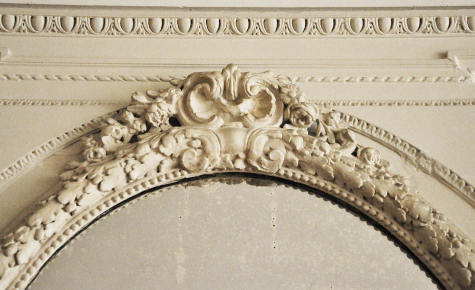 Antique Louis XVI style trumeau with oval mirror Antique Louis XVI style trumeau with oval mirror-1