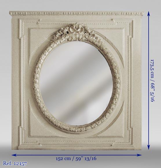 Antique Louis XVI style trumeau with oval mirror Antique Louis XVI style trumeau with oval mirror-5