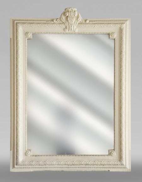 Small trumeau painted in white with roses  Small trumeau painted in white with roses -0