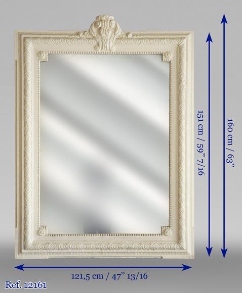 Small trumeau painted in white with roses  Small trumeau painted in white with roses -5