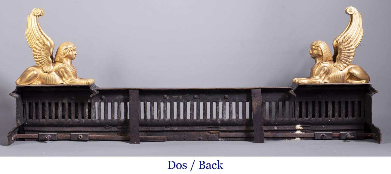 Two-patina bronze winged sphinx fire fender Two-patina bronze winged sphinx fire fender-10