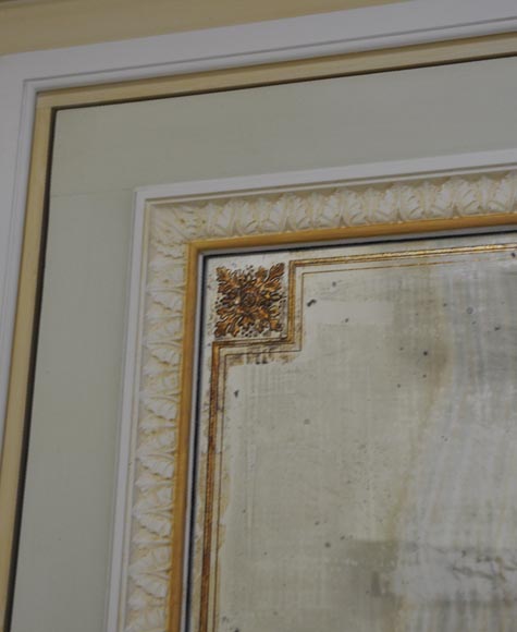 Pair of Louis XVI style wood, stucco and mirror doors, circa 1970   Pair of Louis XVI style wood, stucco and mirror doors, circa 1970-2