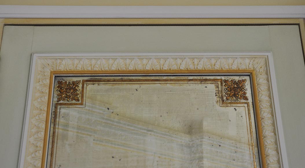 Pair of Louis XVI style wood, stucco and mirror doors, circa 1970   Pair of Louis XVI style wood, stucco and mirror doors, circa 1970-3