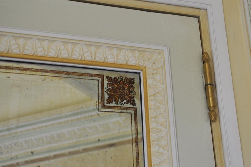 Pair of Louis XVI style wood, stucco and mirror doors, circa 1970   Pair of Louis XVI style wood, stucco and mirror doors, circa 1970-10