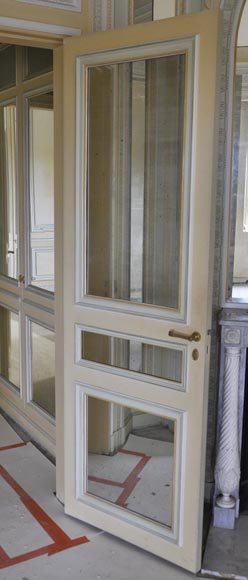 Pair of Louis XVI style wood, stucco and mirror doors, circa 1970   Pair of Louis XVI style wood, stucco and mirror doors, circa 1970-16