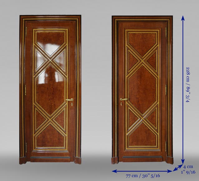 Pair of late 20th century Art Deco style wood trompe l'oeil doors  Pair of late 20th century Art Deco style wood trompe l'oeil doors -12