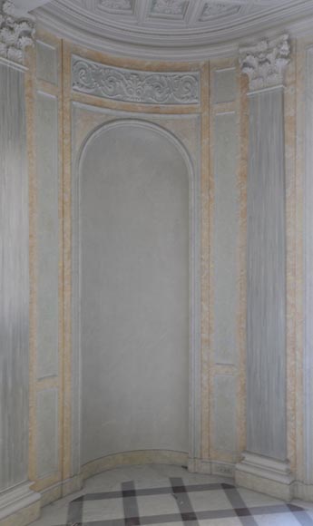 Beautiful Louis XVI style paneled room with architectural decoration inspired by the antique, late twentieth century Beautiful Louis XVI style paneled room with architectural decoration inspired by the antique, late twentieth century-3