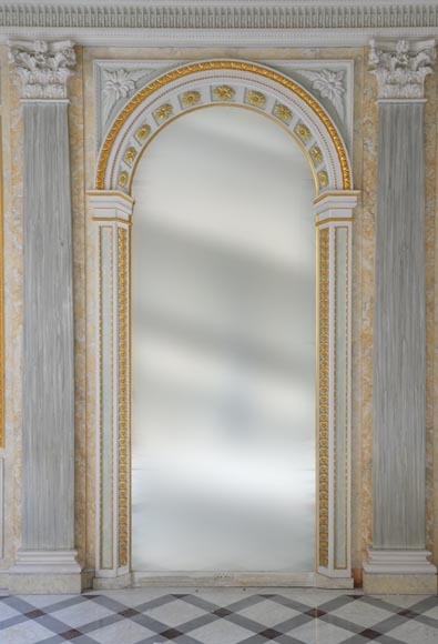 Beautiful Louis XVI style paneled room with architectural decoration inspired by the antique, late twentieth century Beautiful Louis XVI style paneled room with architectural decoration inspired by the antique, late twentieth century-4