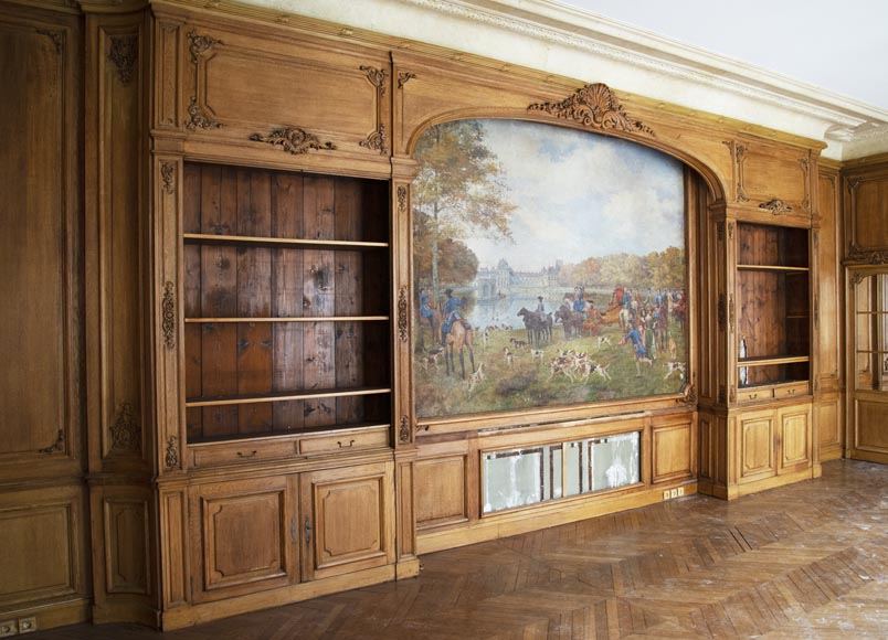 Louis XV oak paneled room with its fireplace and a canvas by Paul Tavernier Louis XV oak paneled room with its fireplace and a canvas by Paul Tavernier-1