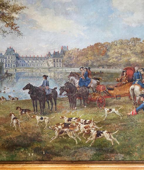 Louis XV oak paneled room with its fireplace and a canvas by Paul Tavernier Louis XV oak paneled room with its fireplace and a canvas by Paul Tavernier-3