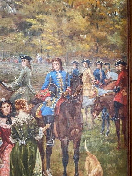 Louis XV oak paneled room with its fireplace and a canvas by Paul Tavernier Louis XV oak paneled room with its fireplace and a canvas by Paul Tavernier-4