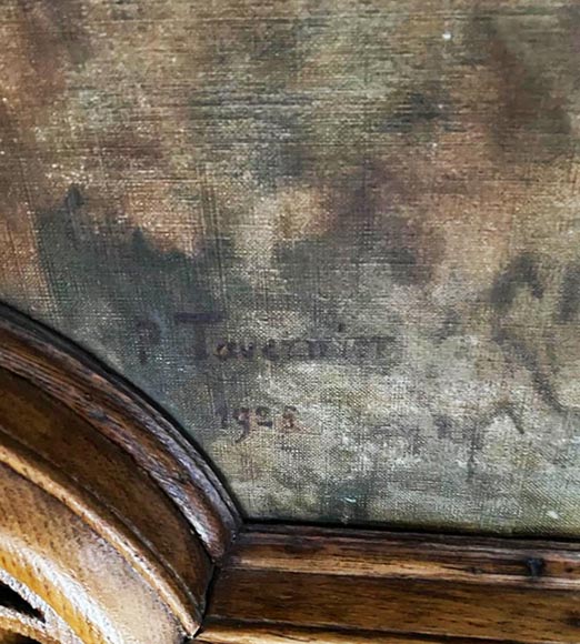 Louis XV oak paneled room with its fireplace and a canvas by Paul Tavernier Louis XV oak paneled room with its fireplace and a canvas by Paul Tavernier-5