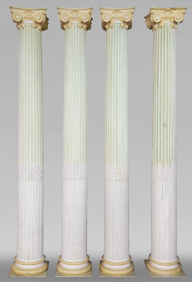 Set of four Ionic columns in painted plaster Set of four Ionic columns in painted plaster-0