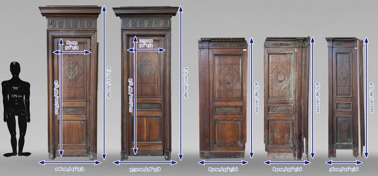 Set of Empire-style mahogany and bronze panelling and bookcases Set of Empire-style mahogany and bronze panelling and bookcases-20