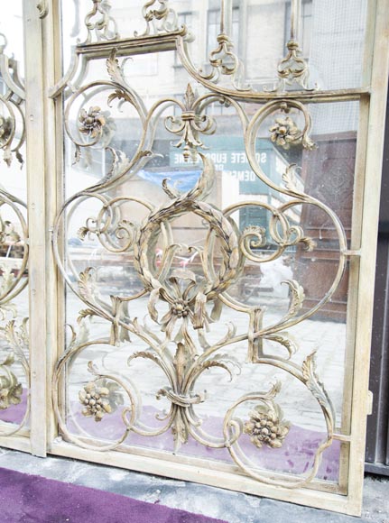 Pair of double-sided wrought iron doors and mirror back Pair of double-sided wrought iron doors and mirror back-7