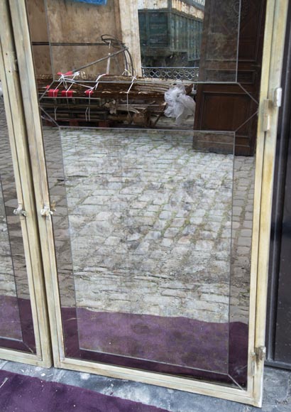 Pair of double-sided wrought iron doors and mirror back Pair of double-sided wrought iron doors and mirror back-12