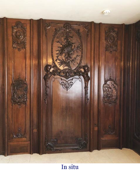 Set of carved oak panelling from the end of the 19th century Set of carved oak panelling from the end of the 19th century-19