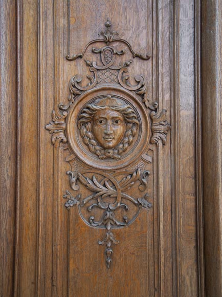 Important carved oak panelling from the 19th century Important carved oak panelling from the 19th century-8