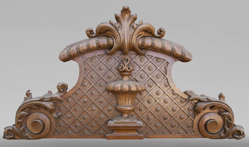 Important carved oak panelling from the 19th century-14