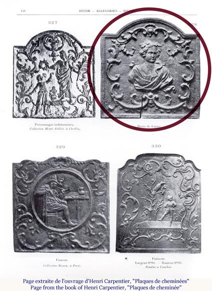 Cast iron fireback with a woman bust, 18th century Cast iron fireback with a woman bust, 18th century-1