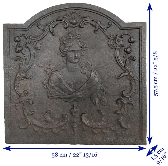 Cast iron fireback with a woman bust, 18th century Cast iron fireback with a woman bust, 18th century-9