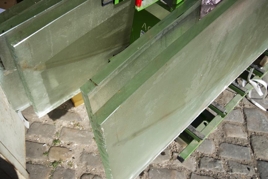 Console tops in glass of Saint Gobain 1930 Console tops in glass of Saint Gobain 1930-2