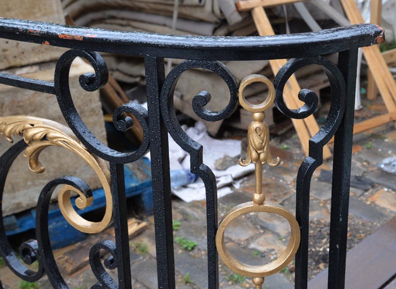 Antique Napoleon III wrought iron balcony with musical attributes Antique Napoleon III wrought iron balcony with musical attributes-6