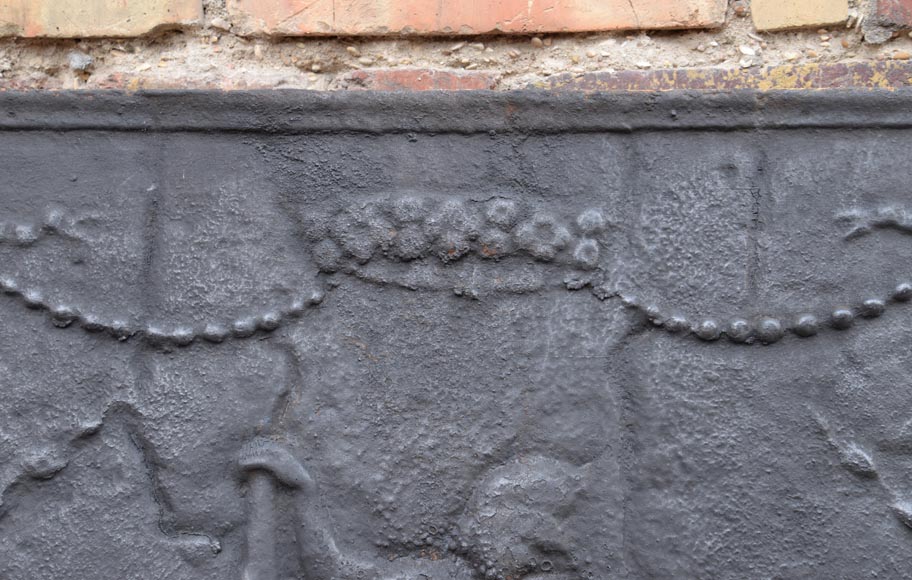 Small antique fireback with soldier in armor decoration, 19th century Small antique fireback with soldier in armor decoration, 19th century-1