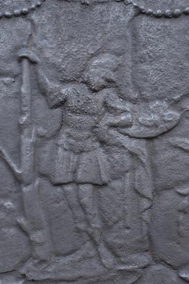 Small antique fireback with soldier in armor decoration, 19th century Small antique fireback with soldier in armor decoration, 19th century-2