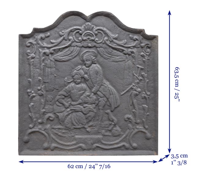 Cast iron fireback with a noble couple, 20th century Cast iron fireback with a noble couple, 20th century-6