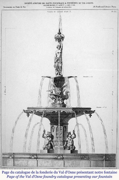 VAL D’OSNE Foundry - Exceptional Renaissance style fountain  Model presented in the 1851 World Fair -2