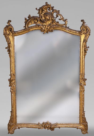 Antique Louis XV style trumeau in gilded wood Antique Louis XV style trumeau in gilded wood-0