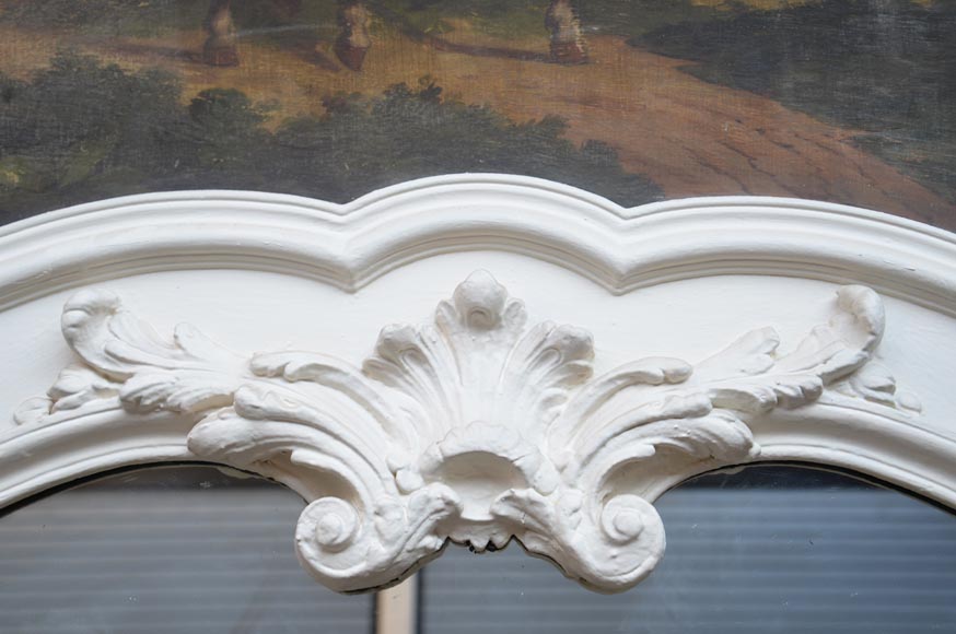 Antique Louis XV style trumeau with an oil on panel representing a scene of merchants on horseback Antique Louis XV style trumeau with an oil on panel representing a scene of merchants on horseback-7