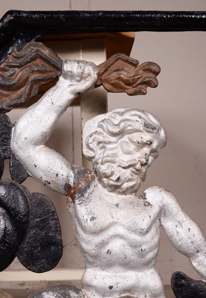 Very rare openwork painted cast iron fireback,  Very rare openwork painted cast iron fireback,