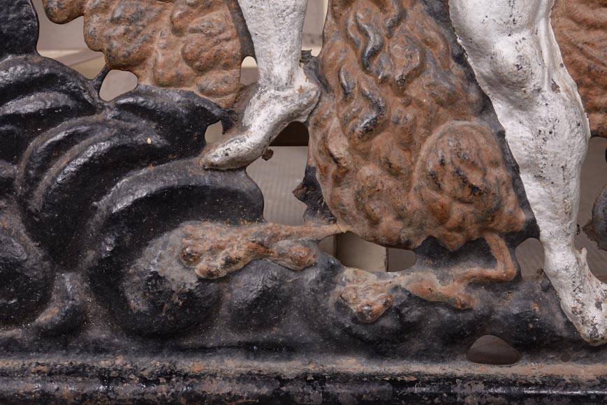 Very rare openwork painted cast iron fireback,  Very rare openwork painted cast iron fireback,