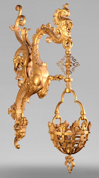 Eugène Piat (attr. to), Gilt-bronze wall light  Eugène Piat (attr. to), Gilt-bronze wall light -0