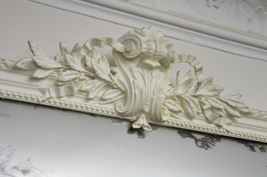Antique Louis XVI style trumeau carved with laurel branches Antique Louis XVI style trumeau carved with laurel branches-2