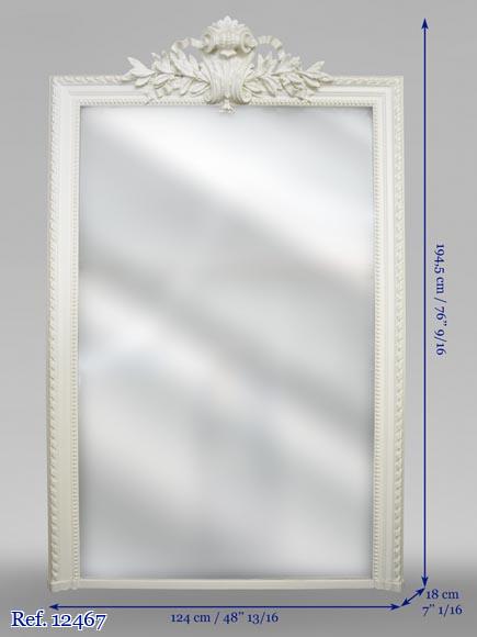 Antique Louis XVI style trumeau carved with laurel branches Antique Louis XVI style trumeau carved with laurel branches-6