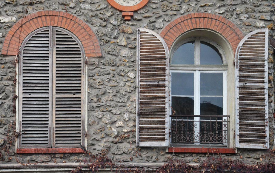 Two pairs of wooden shutters  Two pairs of wooden shutters -0