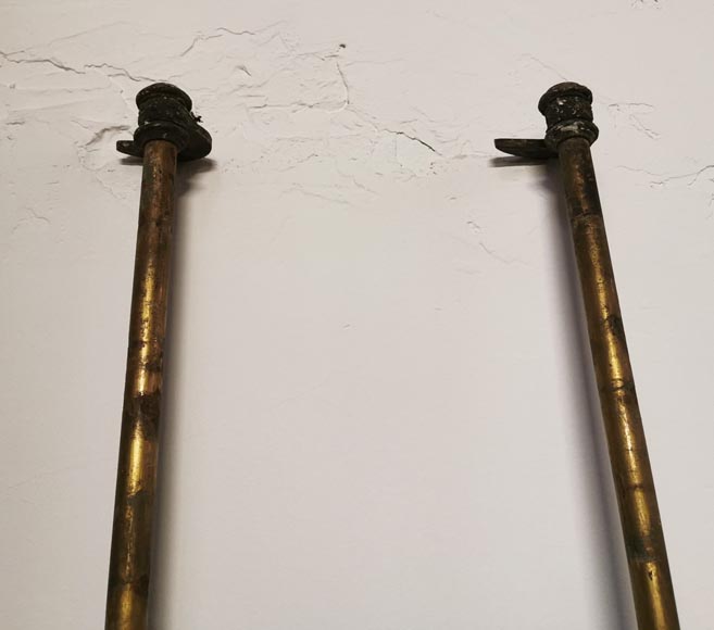 Pair of bronze cremone bolts signed  Pair of bronze cremone bolts signed
