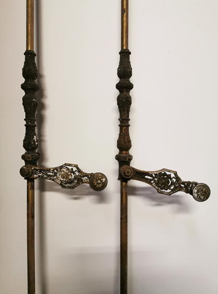 Pair of bronze cremone bolts signed  Pair of bronze cremone bolts signed