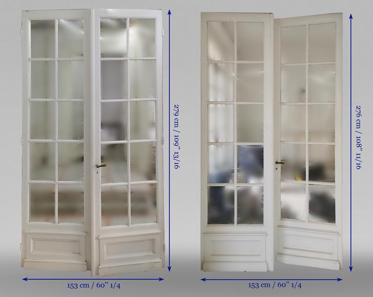 Pair of important double doors with panes, late 19th century Pair of important double doors with panes, late 19th century-11