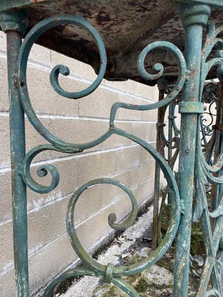 Pair of wrought-iron outdoor side-tables, half-moon shape Pair of wrought-iron outdoor side-tables, half-moon shape-8