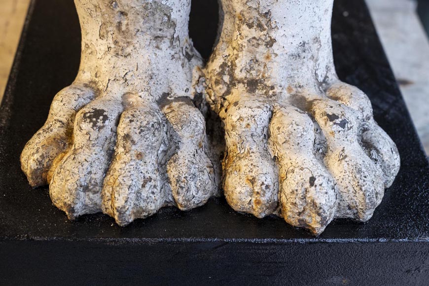 Rare pair of winged lions, cast iron, 19th century Rare pair of winged lions, cast iron, 19th century-7