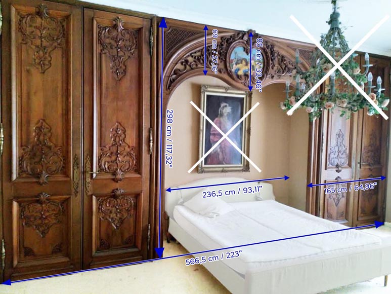 Louis XV style bed alcove in oak, beginning of the 20th century Louis XV style bed alcove in oak, beginning of the 20th century-8