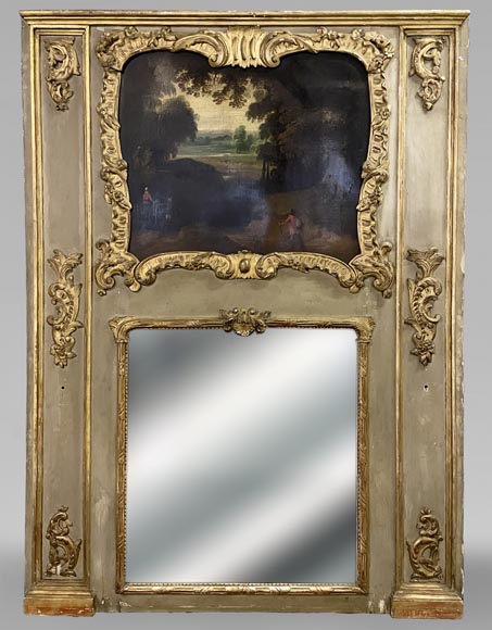 Louis XV period trumeau with painted landscape Louis XV period trumeau with painted landscape-0